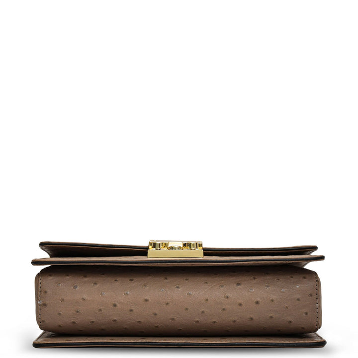 Small Ostrich Leather Shoulder Bag - Slate