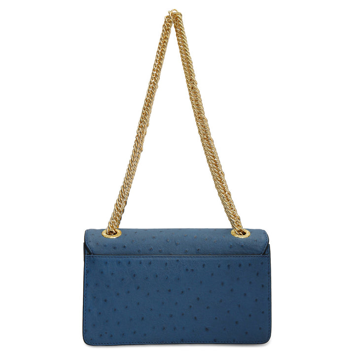 Small Ostrich Leather Shoulder Bag - Twilight