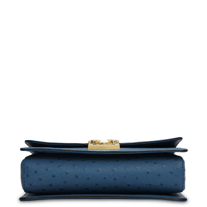 Small Ostrich Leather Shoulder Bag - Twilight