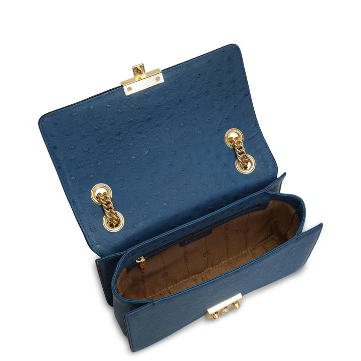 Small Ostrich Leather Shoulder Bag - Twilight