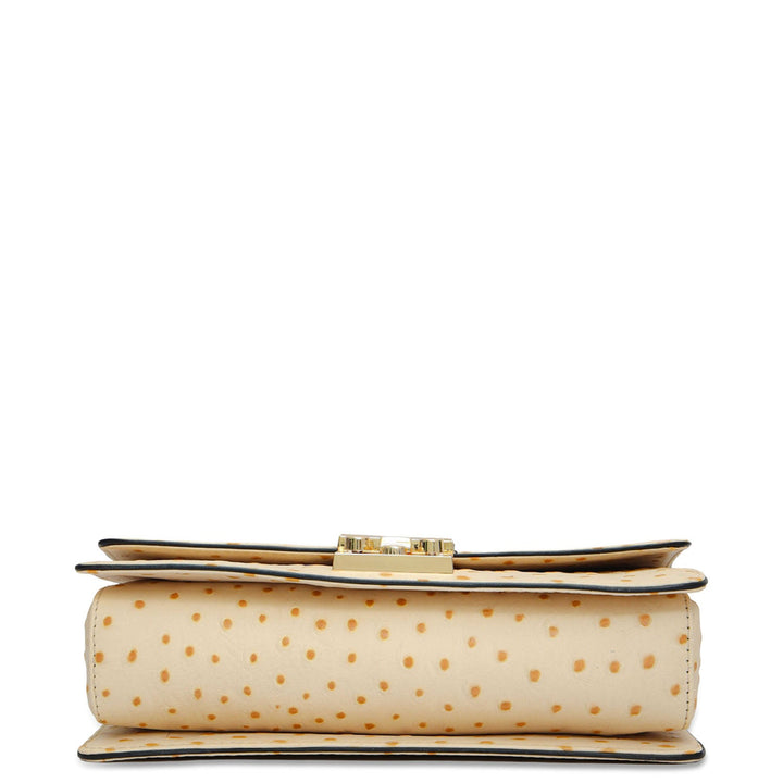 Small Ostrich Leather Shoulder Bag - Vanilla