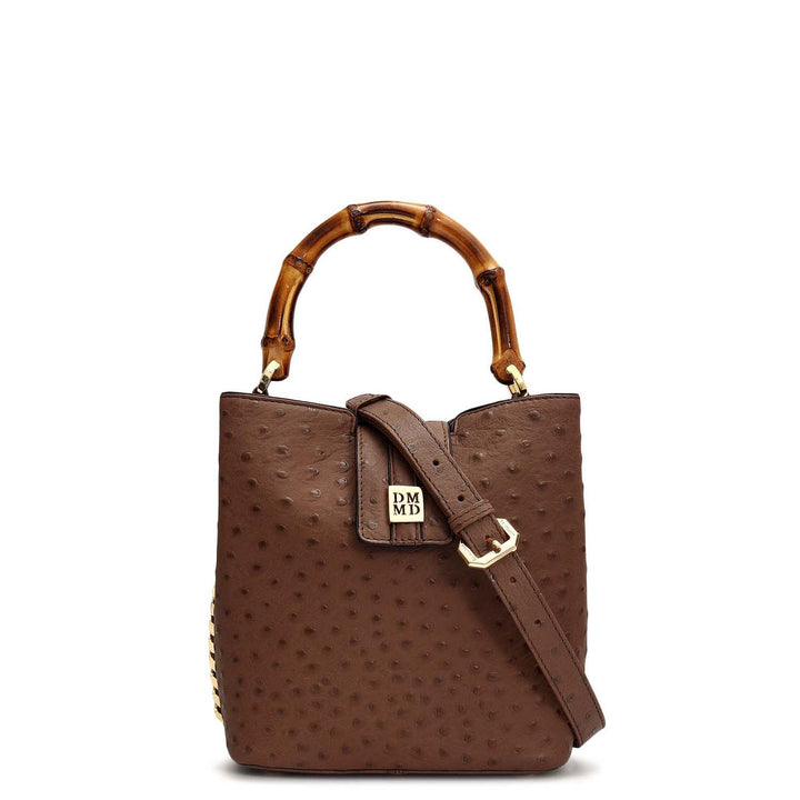 Small Ostrich Leather Satchel - Mocha