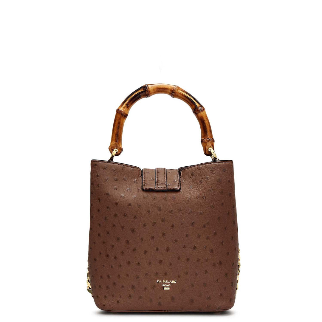 Small Ostrich Leather Satchel - Mocha