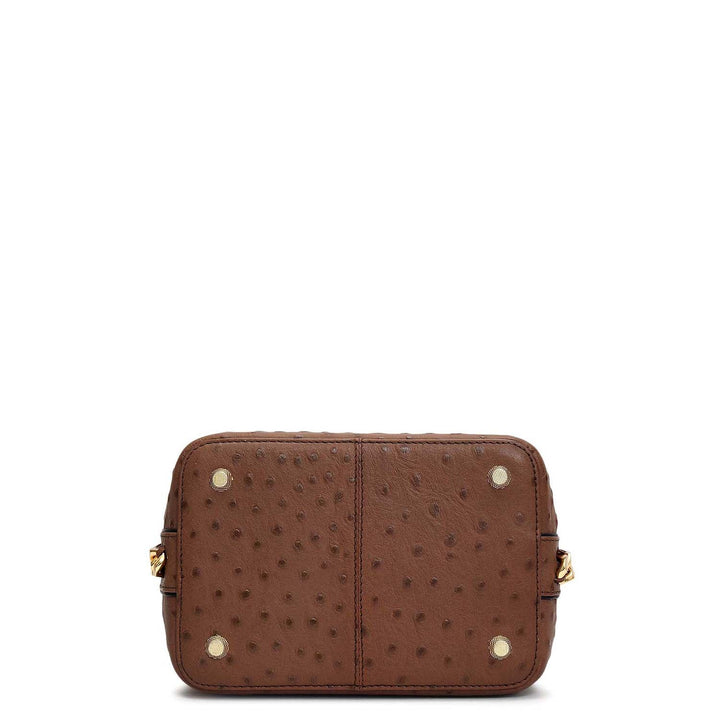 Small Ostrich Leather Satchel - Mocha