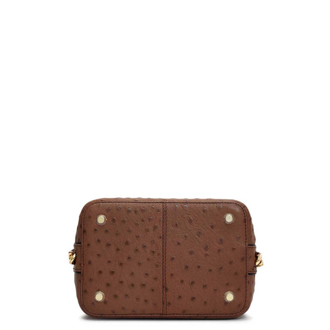 Small Ostrich Leather Satchel - Mocha