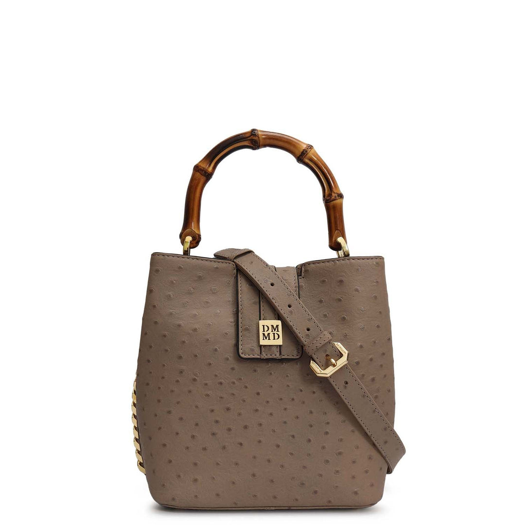 Small Ostrich Leather Satchel - Slate