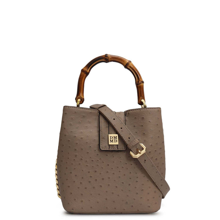 Small Ostrich Leather Satchel - Slate