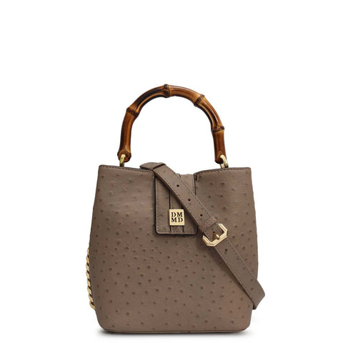 Small Ostrich Leather Satchel - Slate