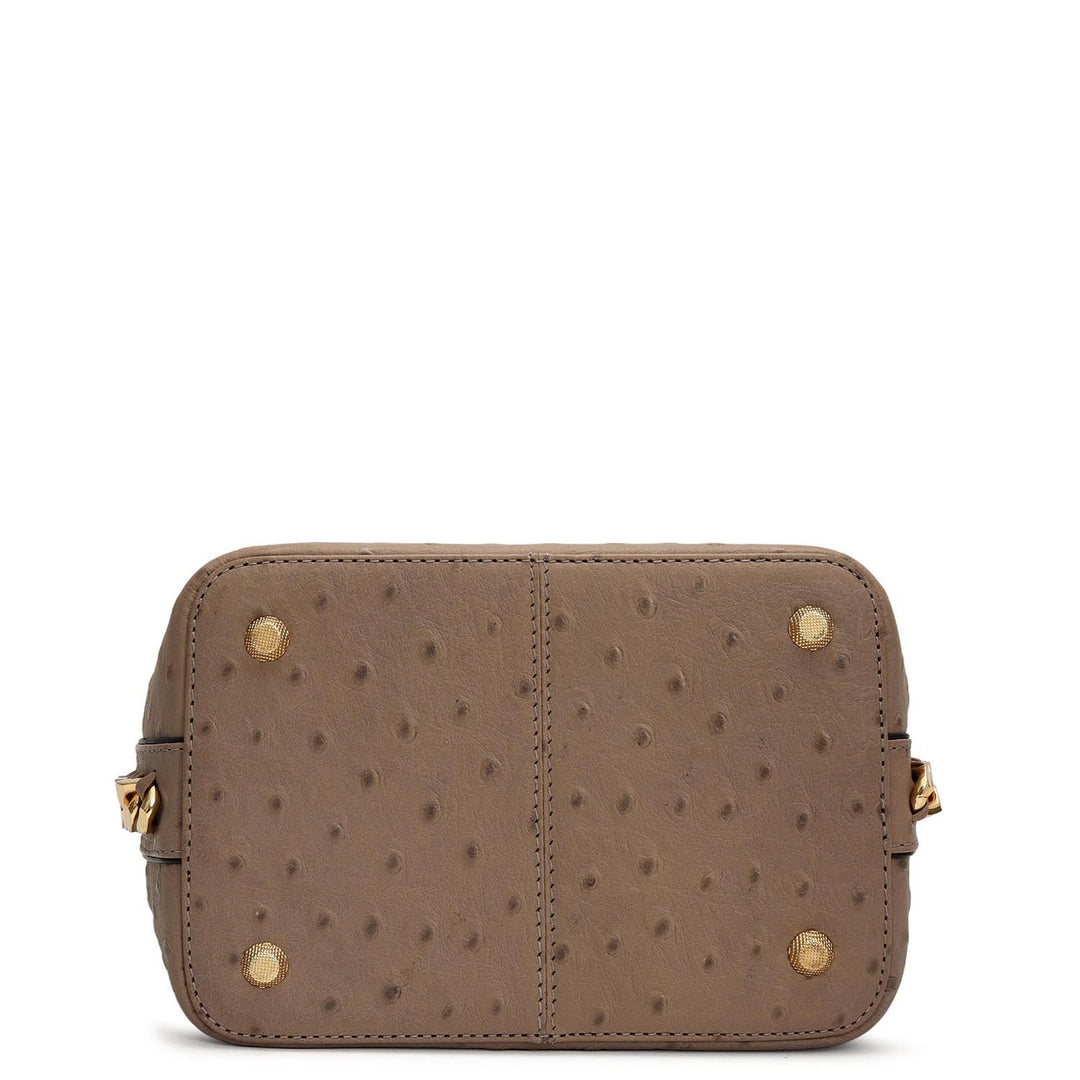 Small Ostrich Leather Satchel - Slate
