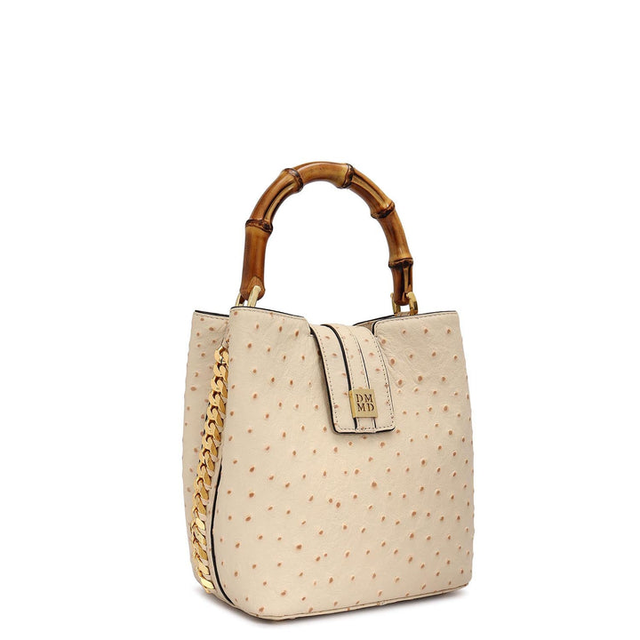 Small Ostrich Leather Satchel - Vanilla