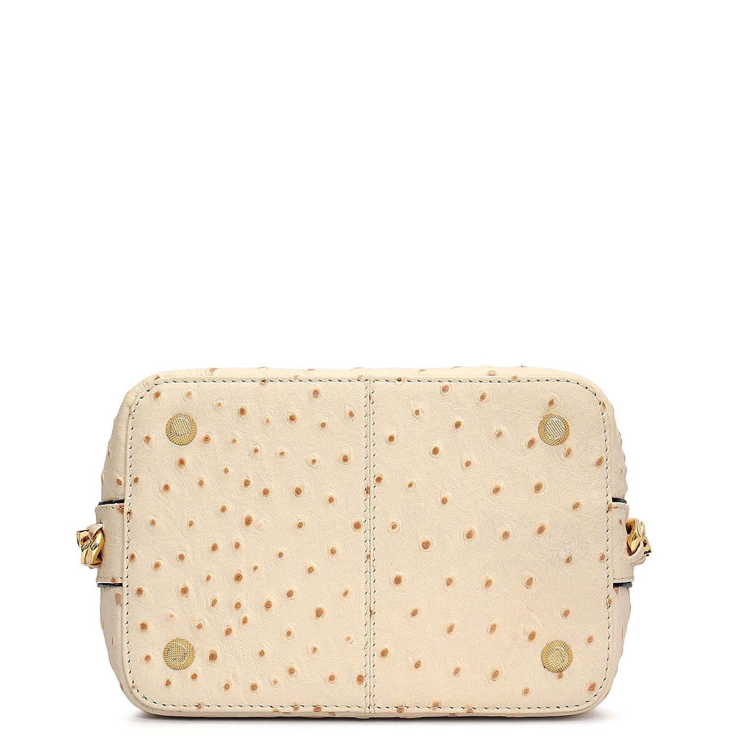 Small Ostrich Leather Satchel - Vanilla