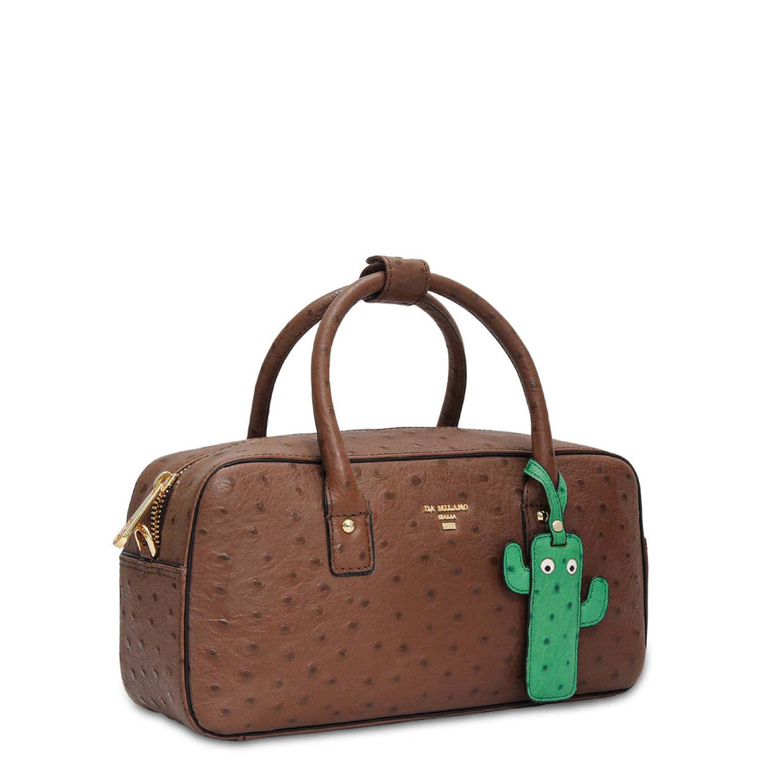 Small Ostrich Leather Satchel - Mocha