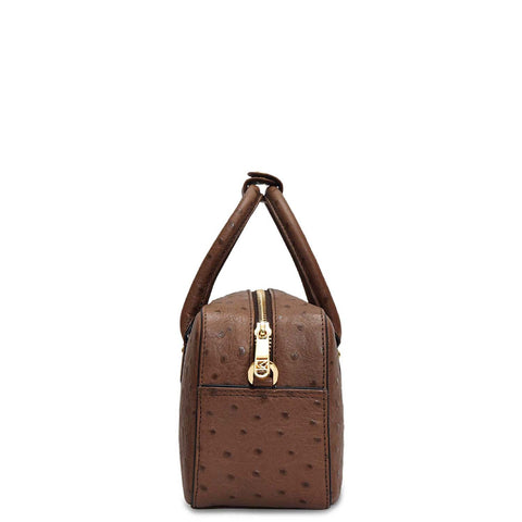 Small Ostrich Leather Satchel - Mocha