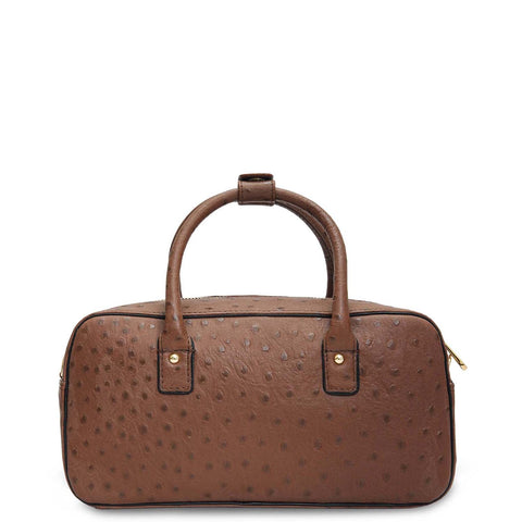Small Ostrich Leather Satchel - Mocha