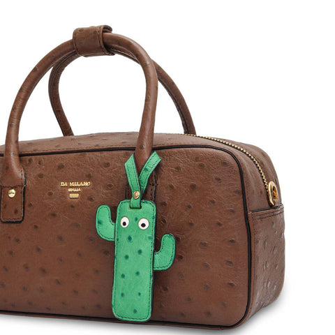 Small Ostrich Leather Satchel - Mocha