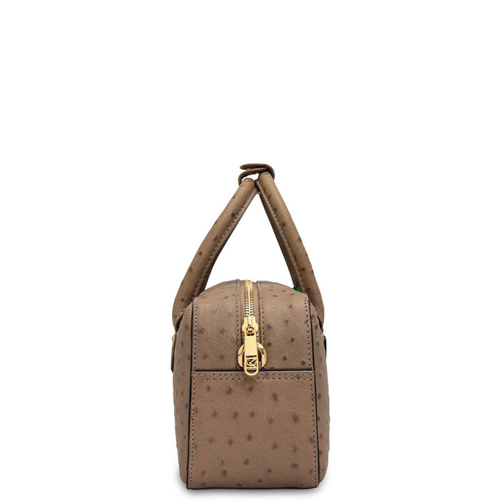 Small Ostrich Leather Satchel - Slate