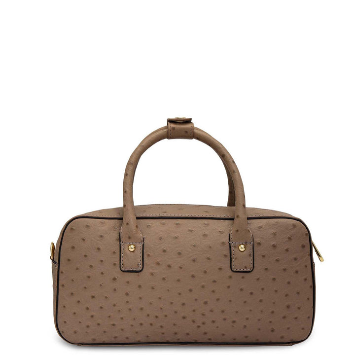 Small Ostrich Leather Satchel - Slate