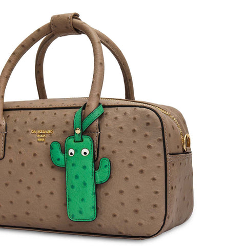 Small Ostrich Leather Satchel - Slate