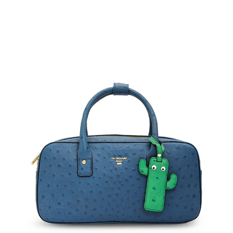 Small Ostrich Leather Satchel - Twilight