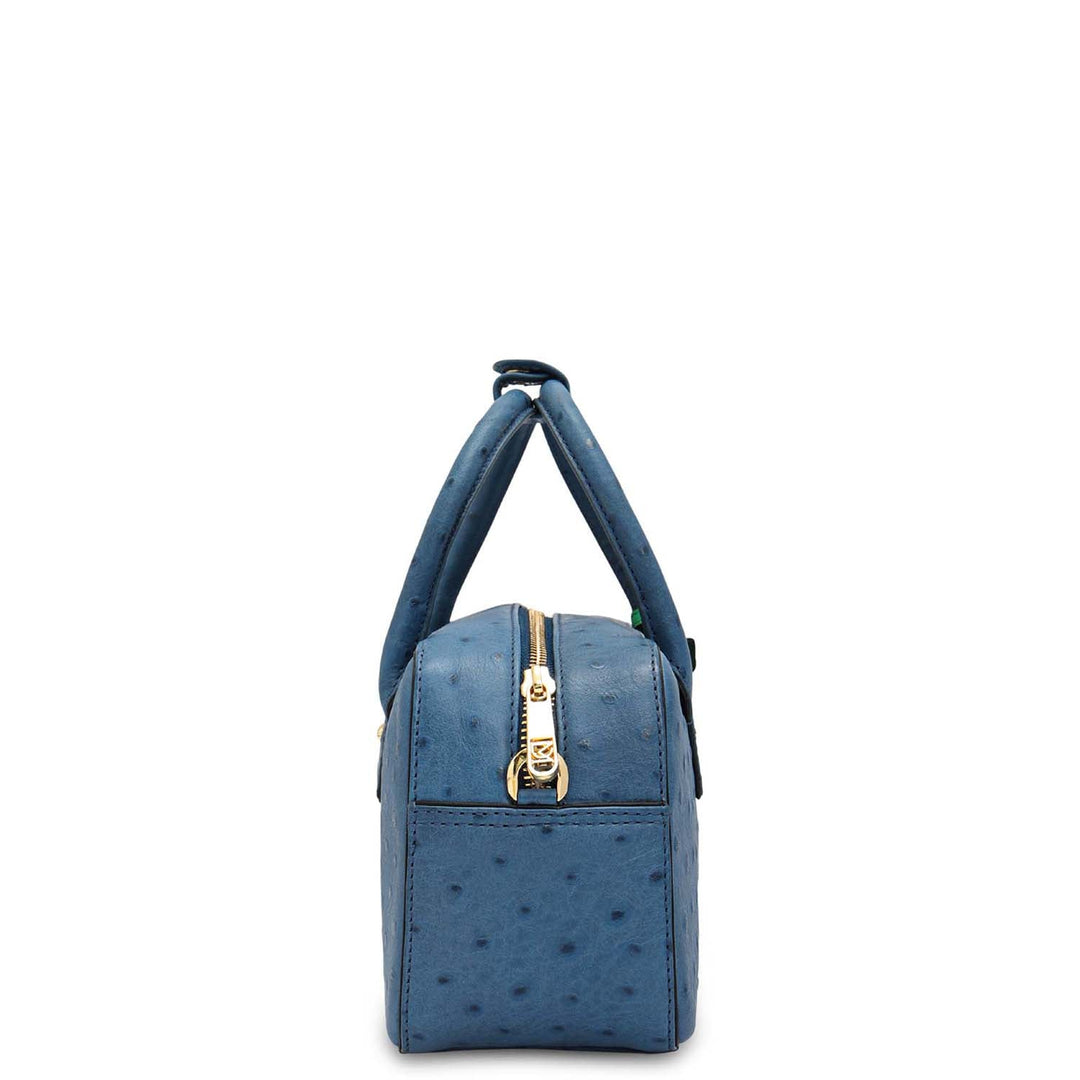 Small Ostrich Leather Satchel - Twilight