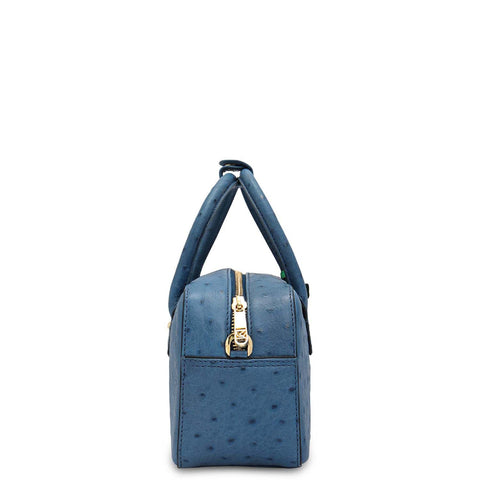 Small Ostrich Leather Satchel - Twilight