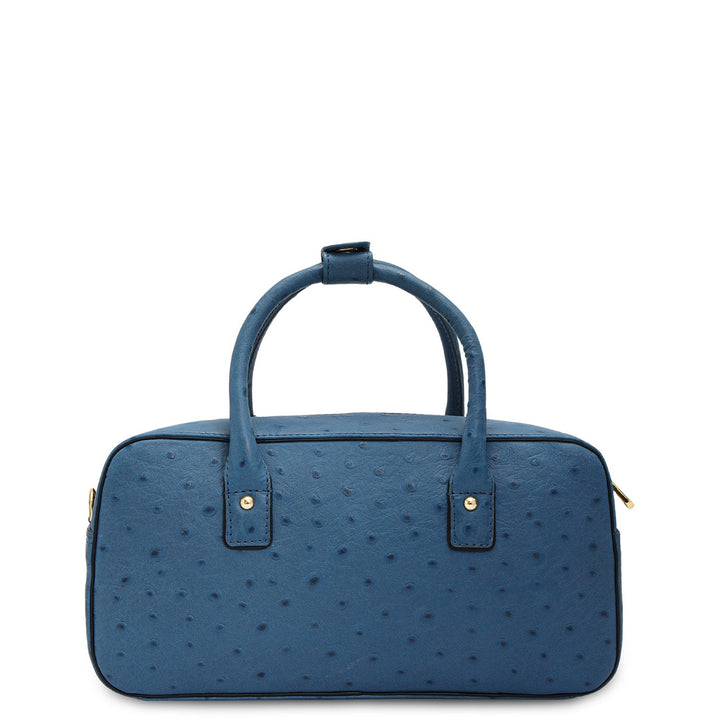 Small Ostrich Leather Satchel - Twilight
