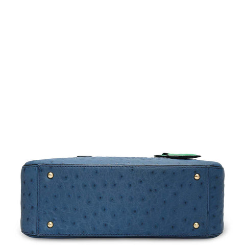 Small Ostrich Leather Satchel - Twilight