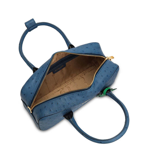 Small Ostrich Leather Satchel - Twilight