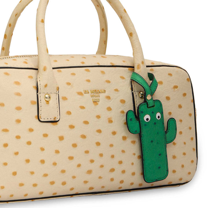 Small Ostrich Leather Satchel - Vanilla