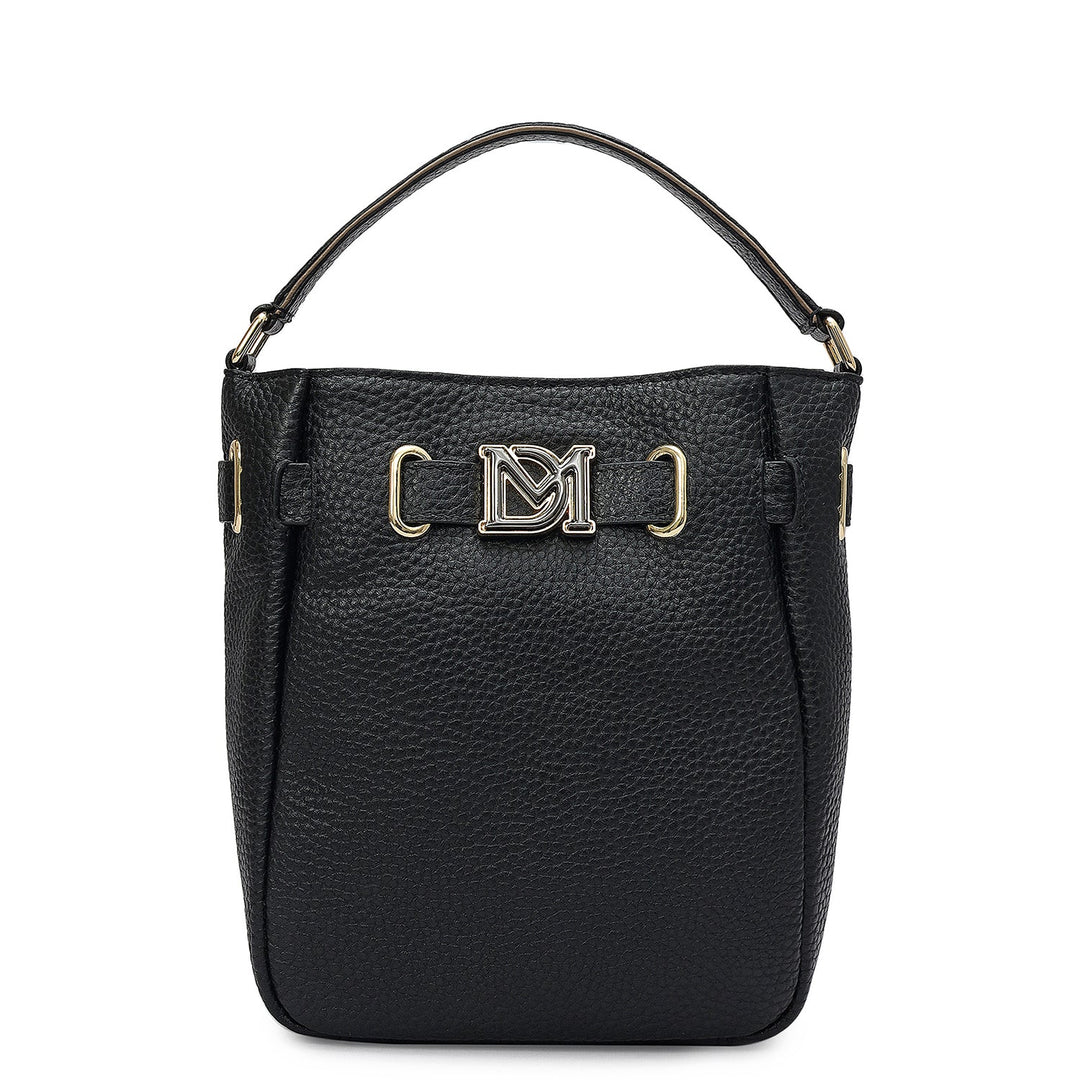Small Wax Leather Satchel - Black