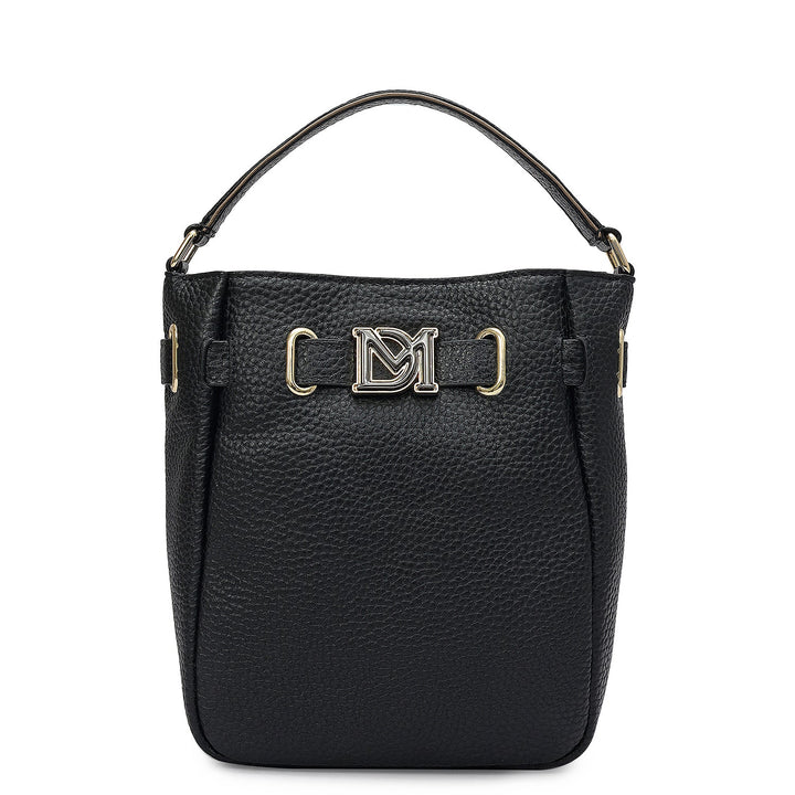 Small Wax Leather Satchel - Black