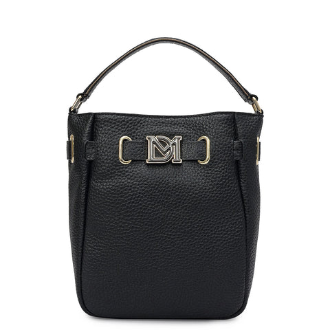 Small Wax Leather Satchel - Black