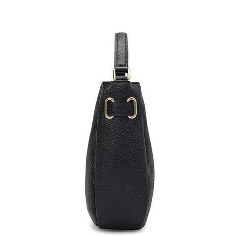 Small Wax Leather Satchel - Black