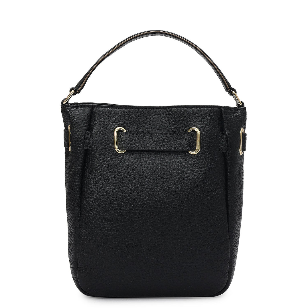 Small Wax Leather Satchel - Black