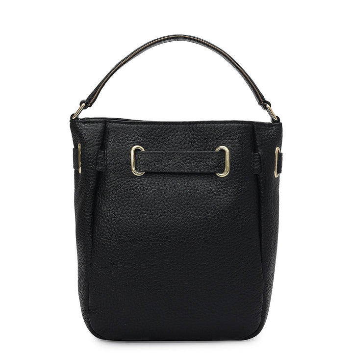 Small Wax Leather Satchel - Black