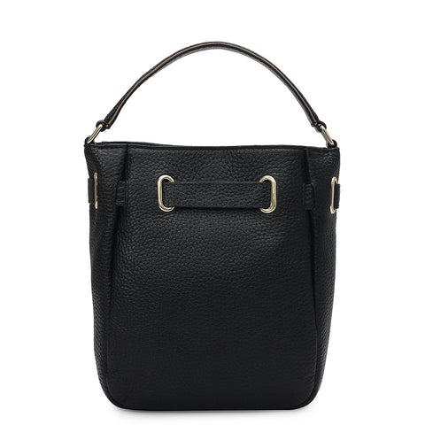 Small Wax Leather Satchel - Black