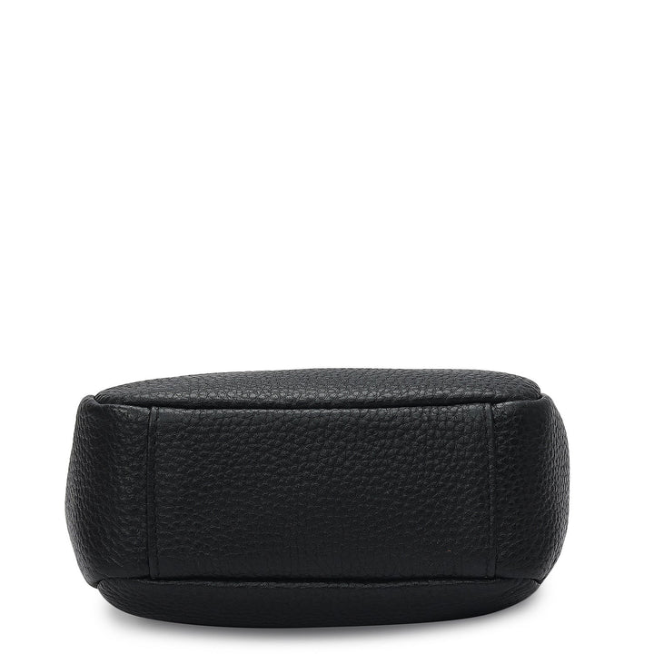 Small Wax Leather Satchel - Black