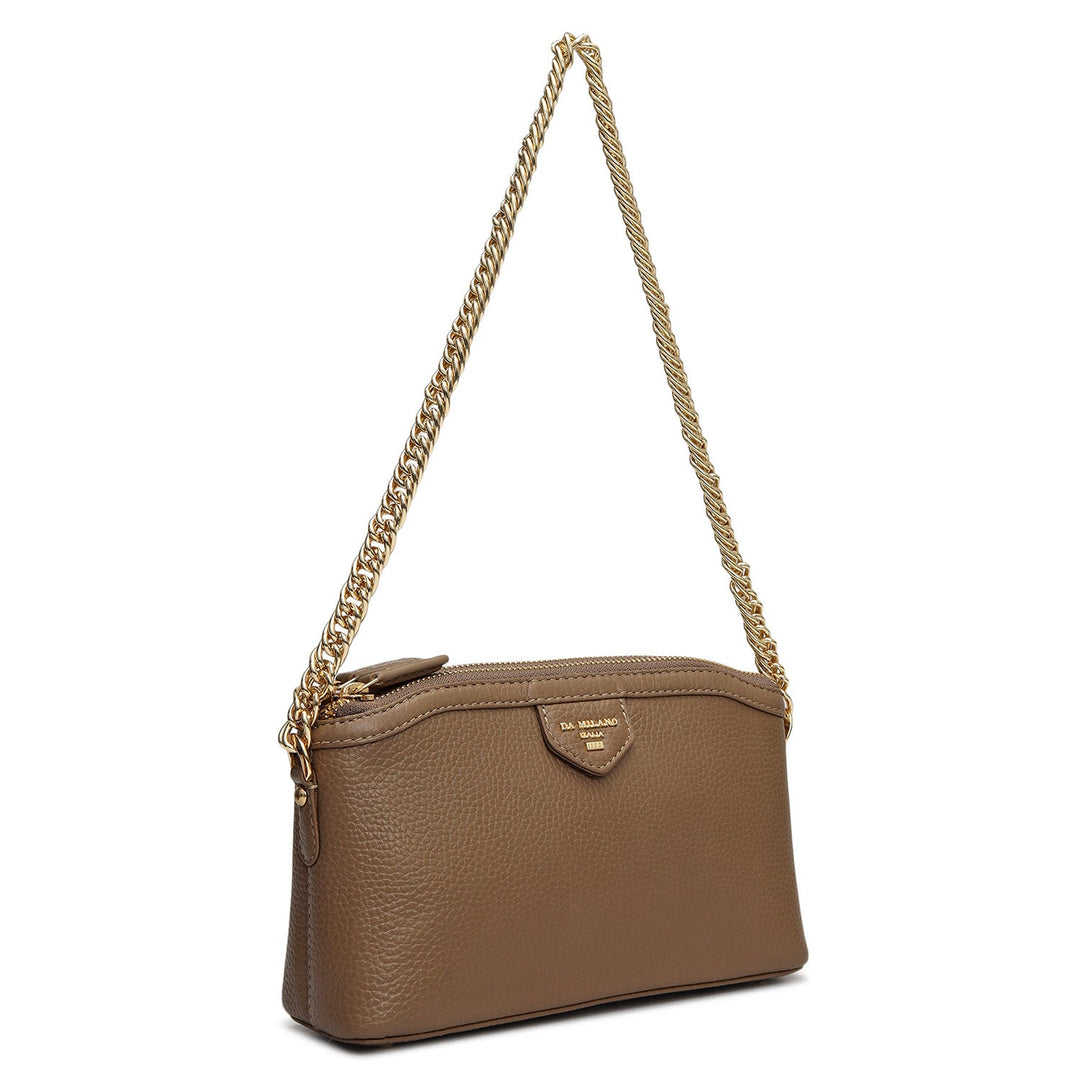 Small Wax Leather Baguette - Greyish Taupe