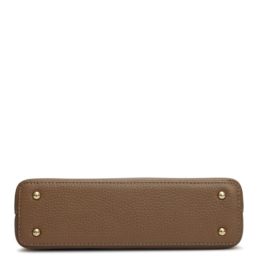 Small Wax Leather Baguette - Greyish Taupe