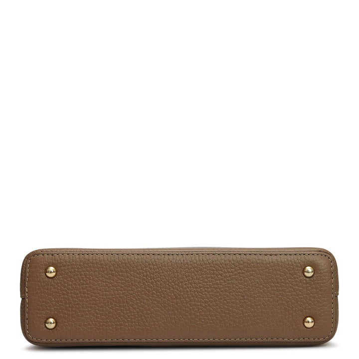 Small Wax Leather Baguette - Greyish Taupe