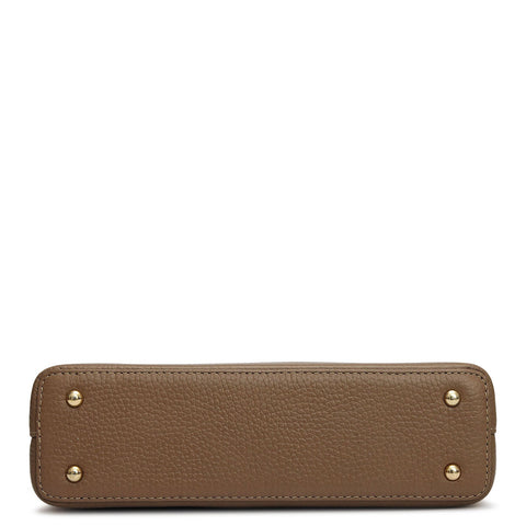 Small Wax Leather Baguette - Greyish Taupe