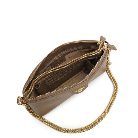 Small Wax Leather Baguette - Greyish Taupe