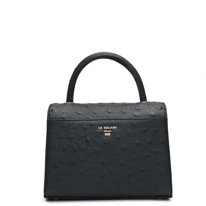 Small Ostrich Leather Satchel - Black