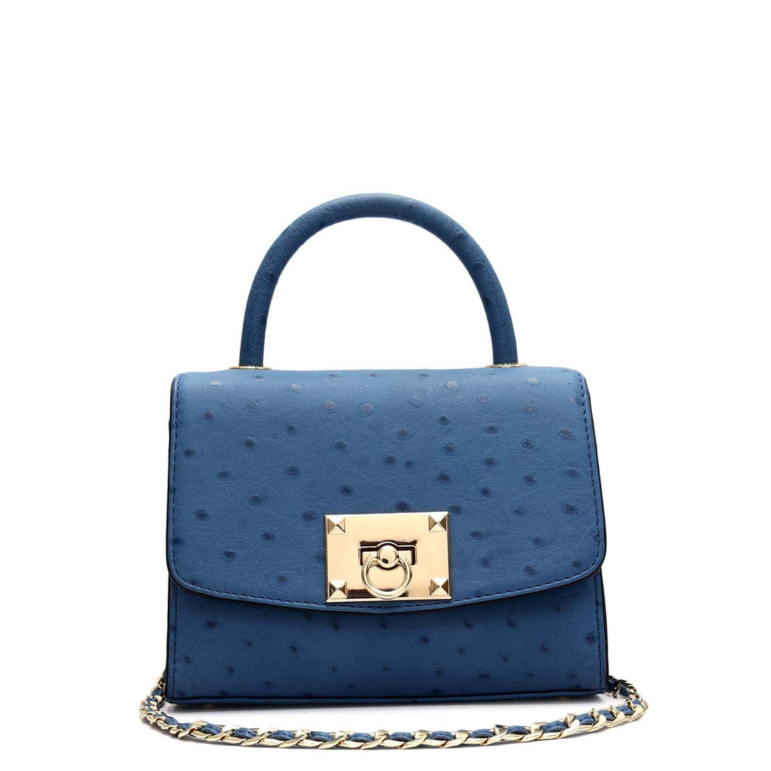 Small Ostrich Leather Satchel - Twilight