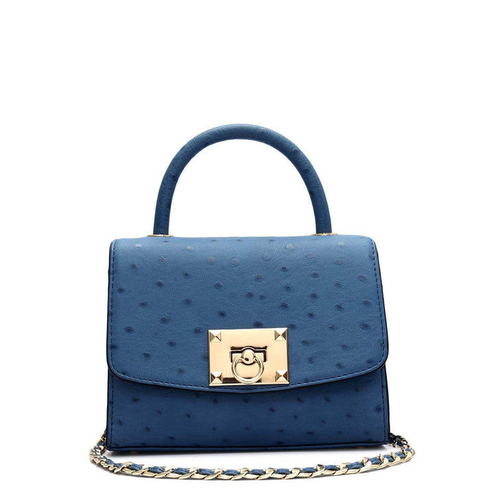 Small Ostrich Leather Satchel - Twilight
