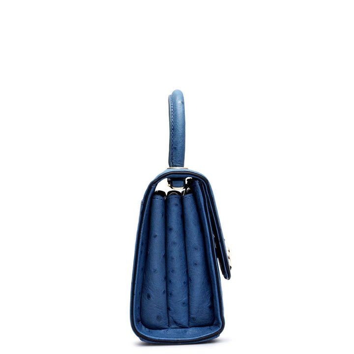 Small Ostrich Leather Satchel - Twilight