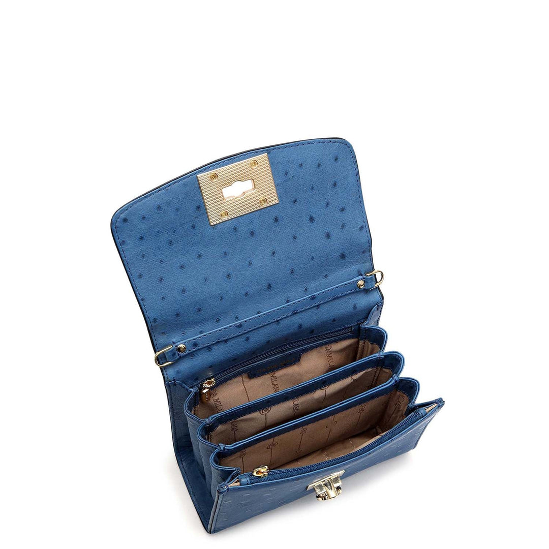 Small Ostrich Leather Satchel - Twilight