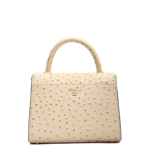 Small Ostrich Leather Satchel - Vanilla