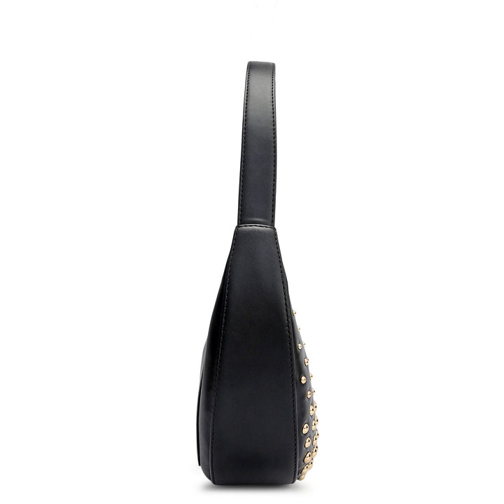 Small Plain Leather Baguette - Black