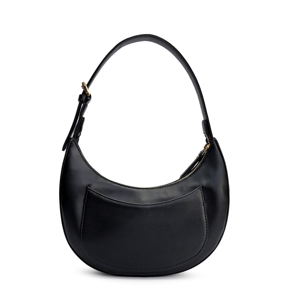 Small Plain Leather Baguette - Black